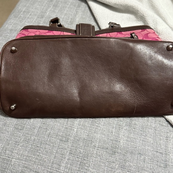 Coach Pink and Brown Signature Tote Bag - Picture 5 of 7